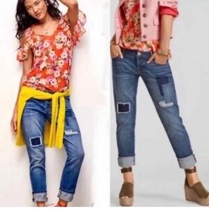 CAbi Blue Patchwork Boyfriend Jeans